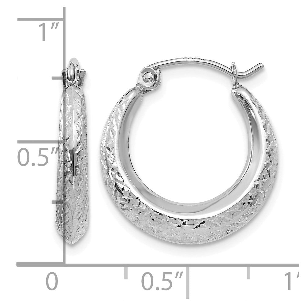 14K White Gold Madi K Textured Hollow Hoop Earrings