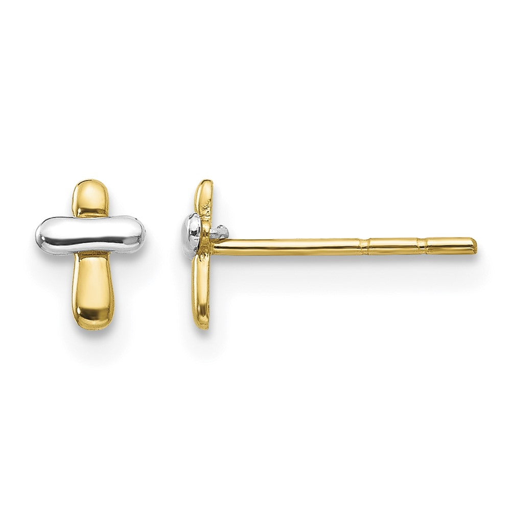 14K Two-tone Madi K Polished Cross Post Earrings