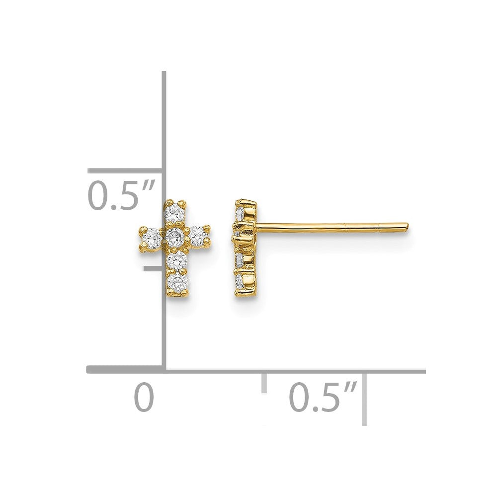 14k Madi K Polished CZ Cross Post Earrings