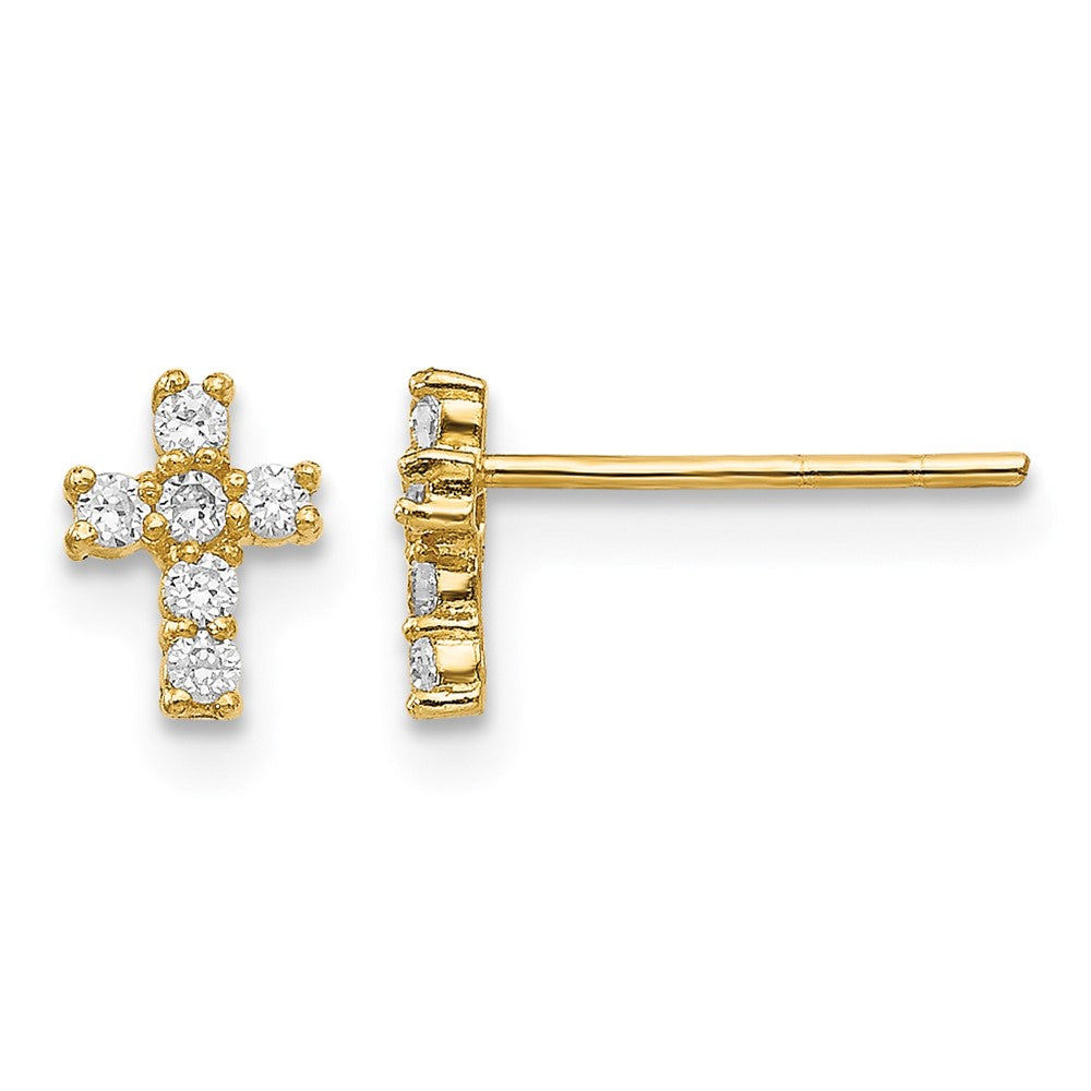 14k Madi K Polished CZ Cross Post Earrings