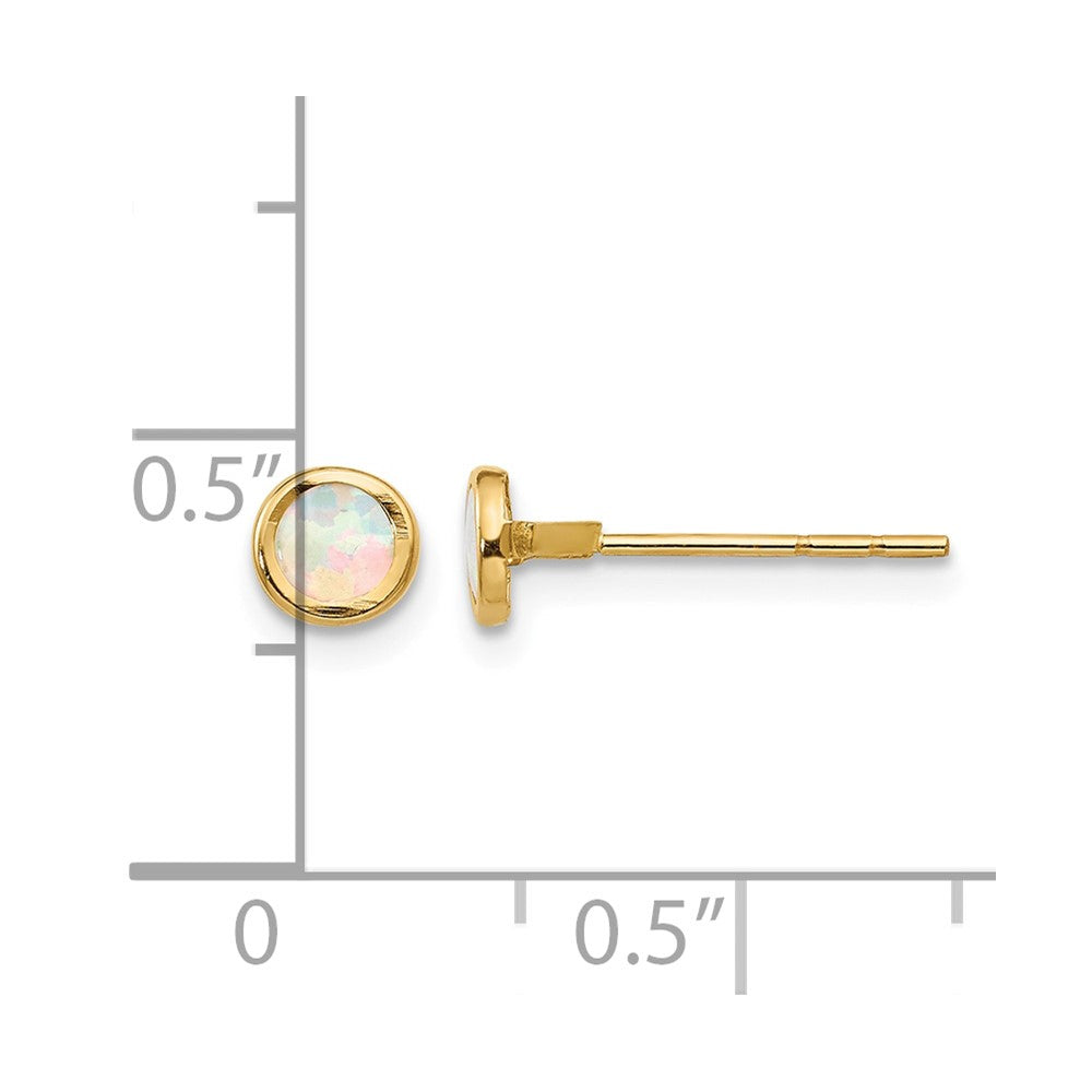 14K Madi K Polished Lab Created Opal Bezel Post Earrings