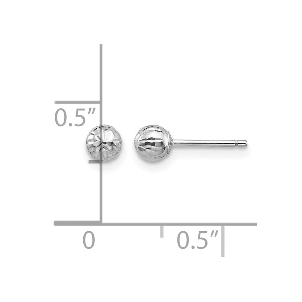 14K White Gold Madi K Diamond Cut 4M Ball Post Earrings