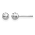 14K White Gold Madi K Diamond Cut 4M Ball Post Earrings