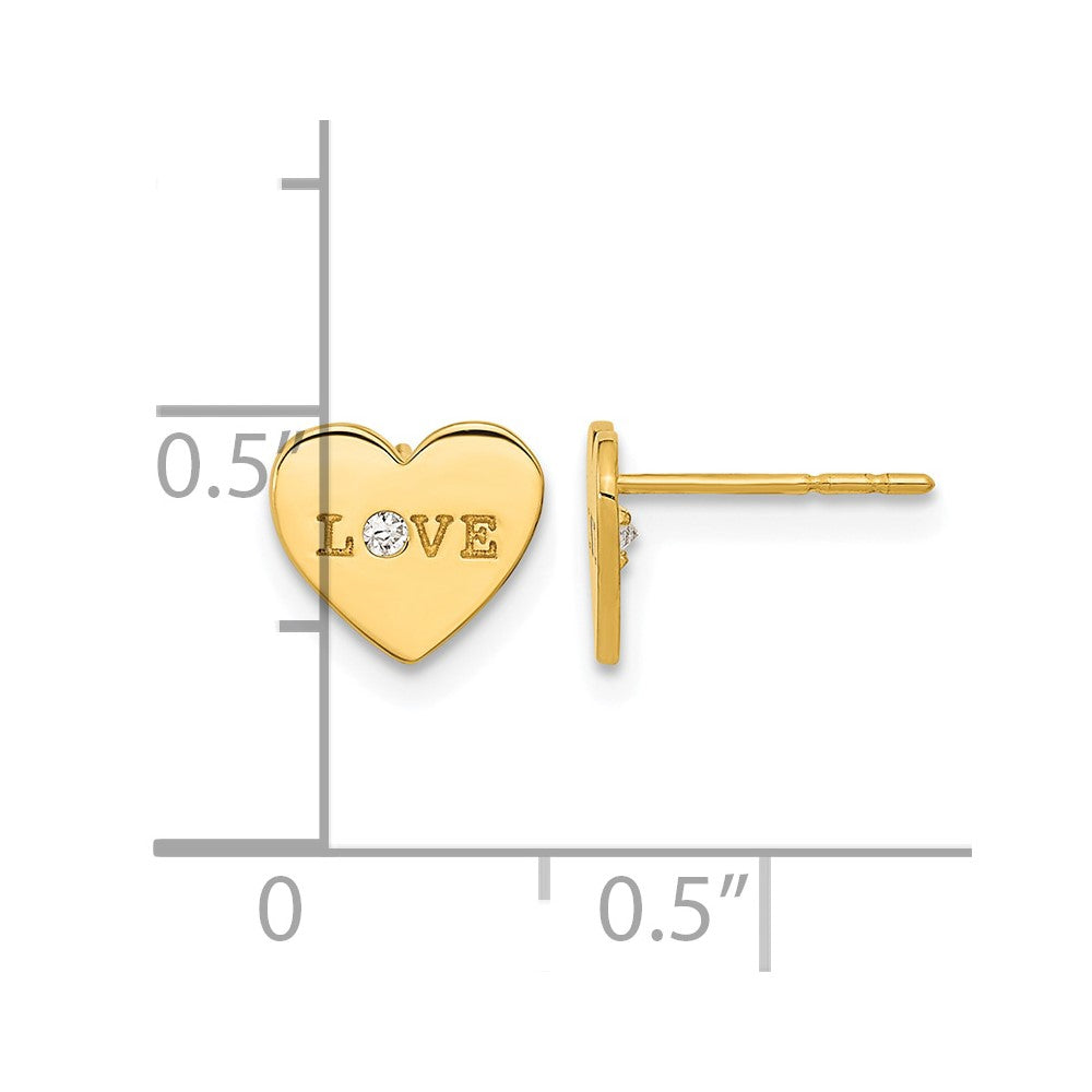 14k Madi K Polished Love CZ Heart Post Earrings