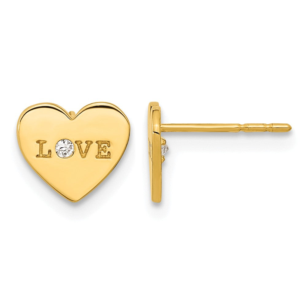 14k Madi K Polished Love CZ Heart Post Earrings