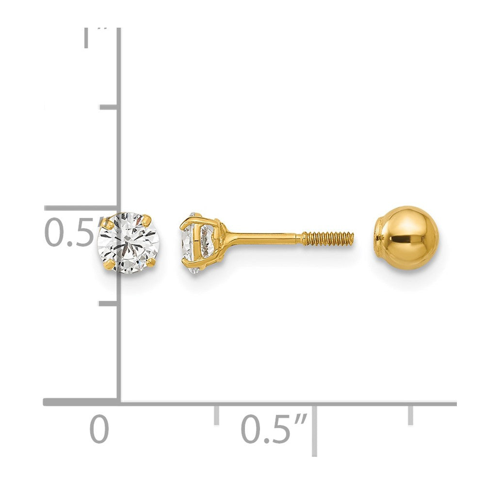 14k Madi K Polished Reversible Ball and CZ Earrings