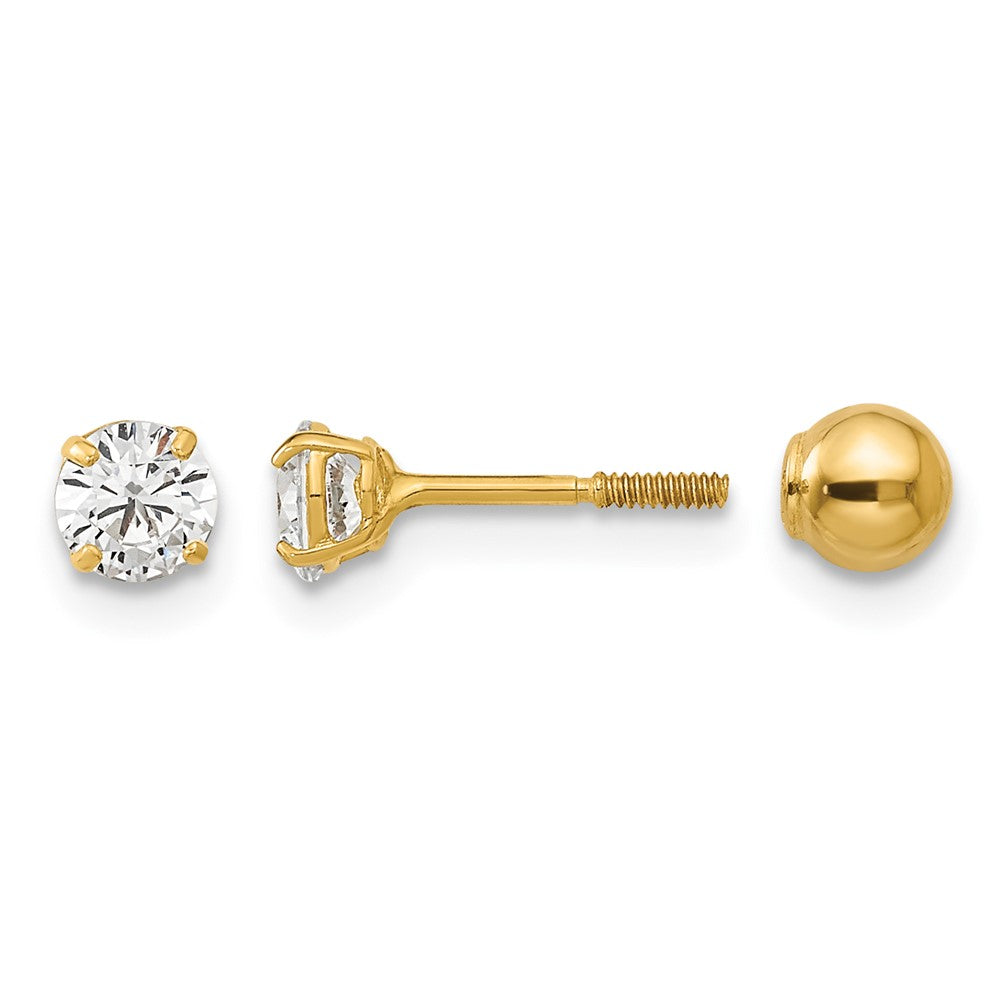 14k Madi K Polished Reversible Ball and CZ Earrings