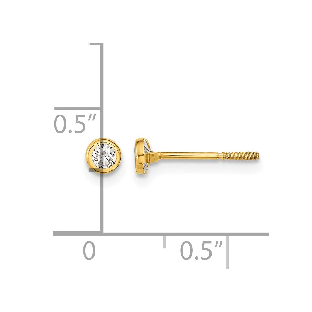 14k Madi K Yellow Gold Polished CZ Bezel Post Earrings