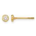 14k Madi K Yellow Gold Polished CZ Bezel Post Earrings