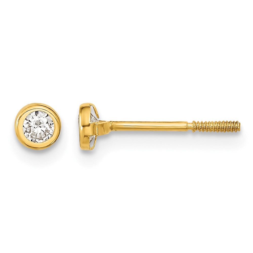 14k Madi K Yellow Gold Polished CZ Bezel Post Earrings
