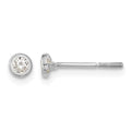 14k Madi K White Gold Polished CZ Bezel Post Earrings