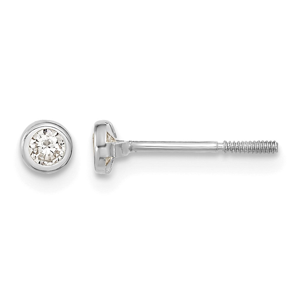 14k Madi K White Gold Polished CZ Bezel Post Earrings