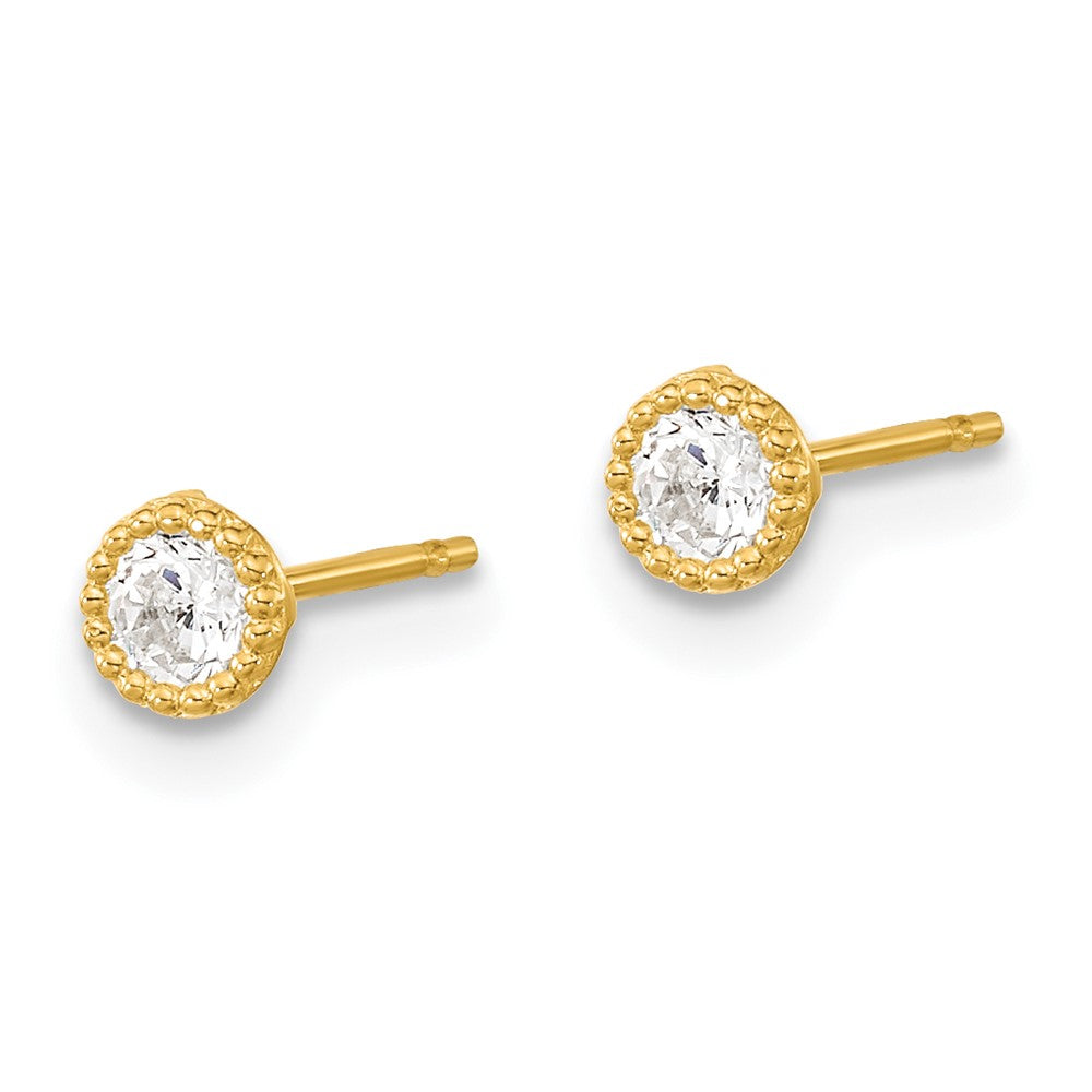 14k Madi K Milgrain Bezel CZ Post Earrings
