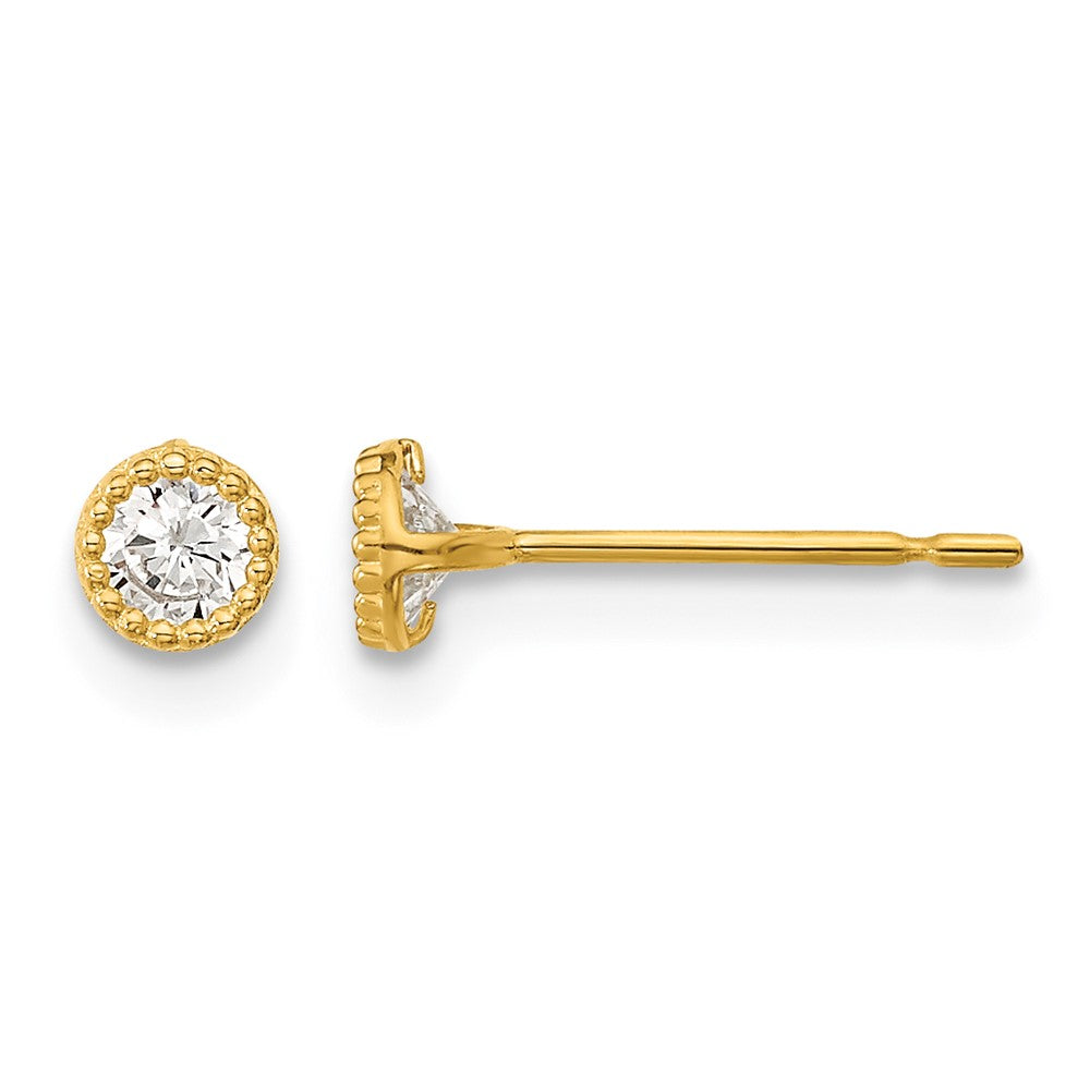 14k Madi K Milgrain Bezel CZ Post Earrings