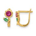 14k Madi K Polished Red & Green CZ Flower Hoops