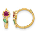 14k Madi K Red & Green CZ Hinged Hoop Earrings