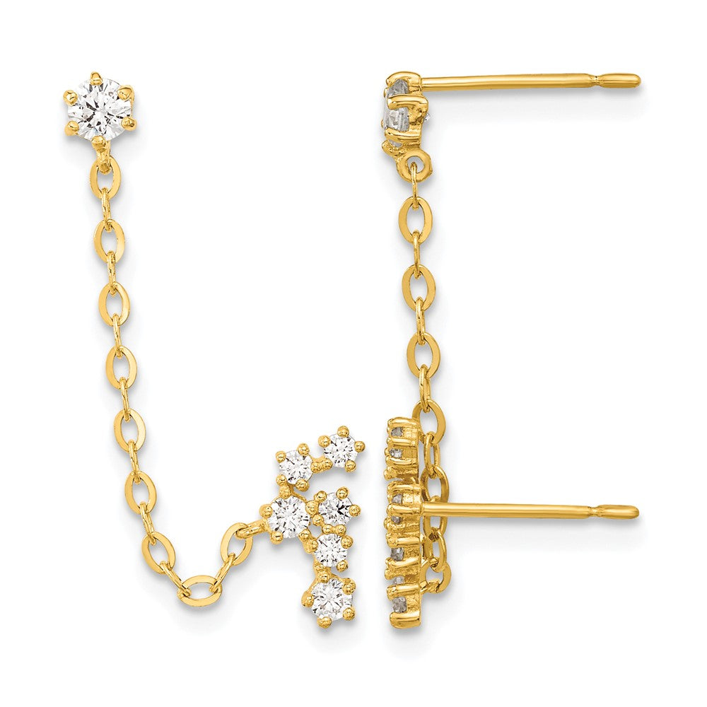 14k Madi K CZ Double Post w/Chain Constellation Earring