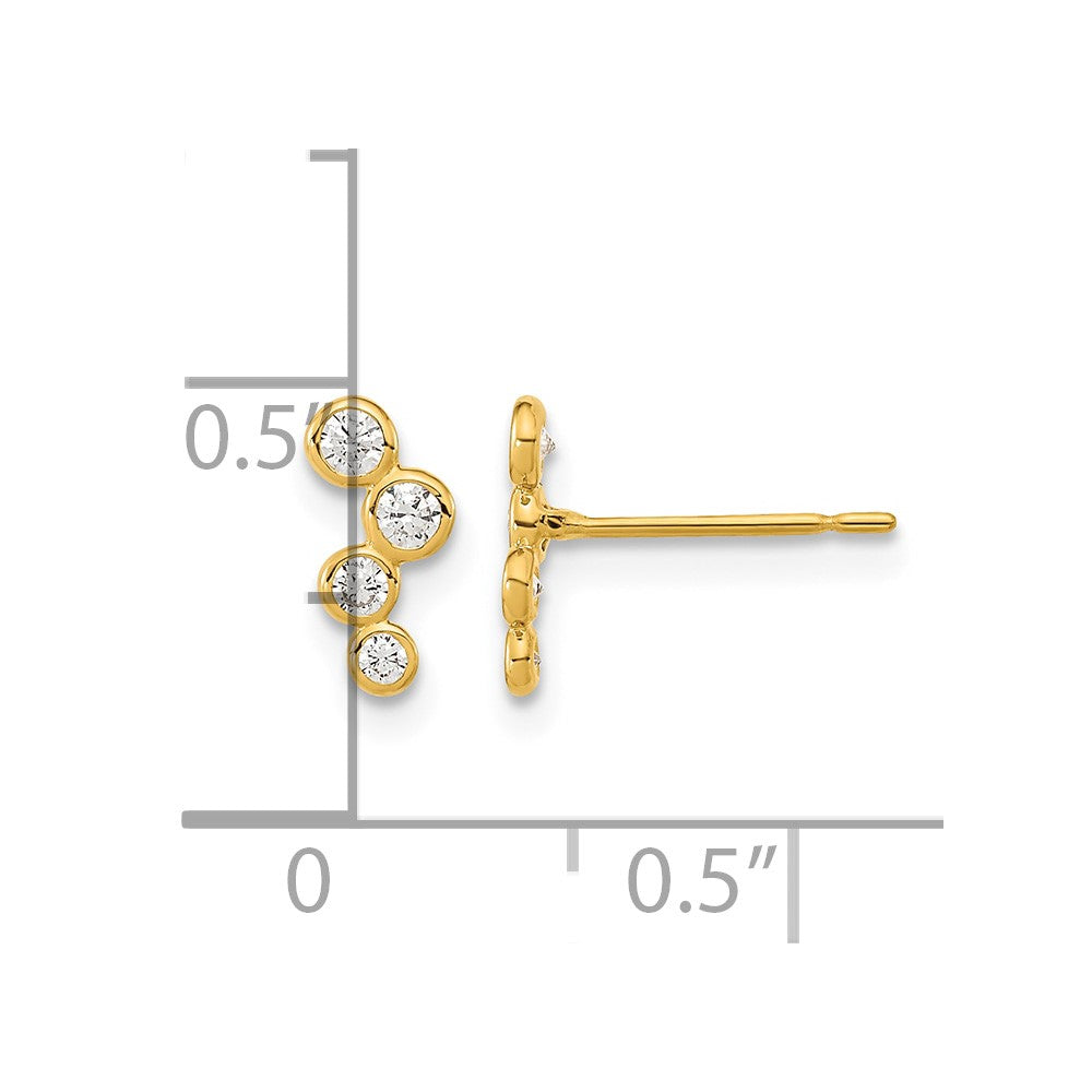 14k Madi K 4-CZ Bezel Set Post Earrings