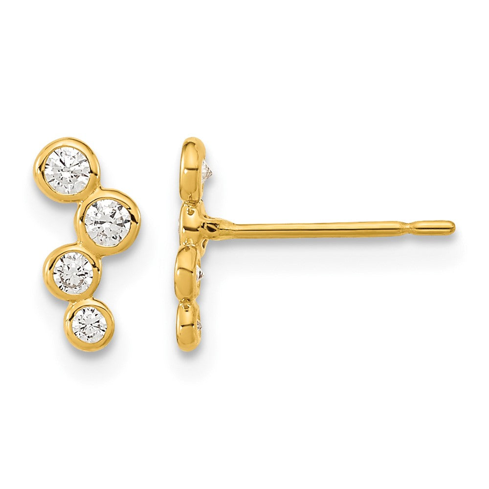 14k Madi K 4-CZ Bezel Set Post Earrings