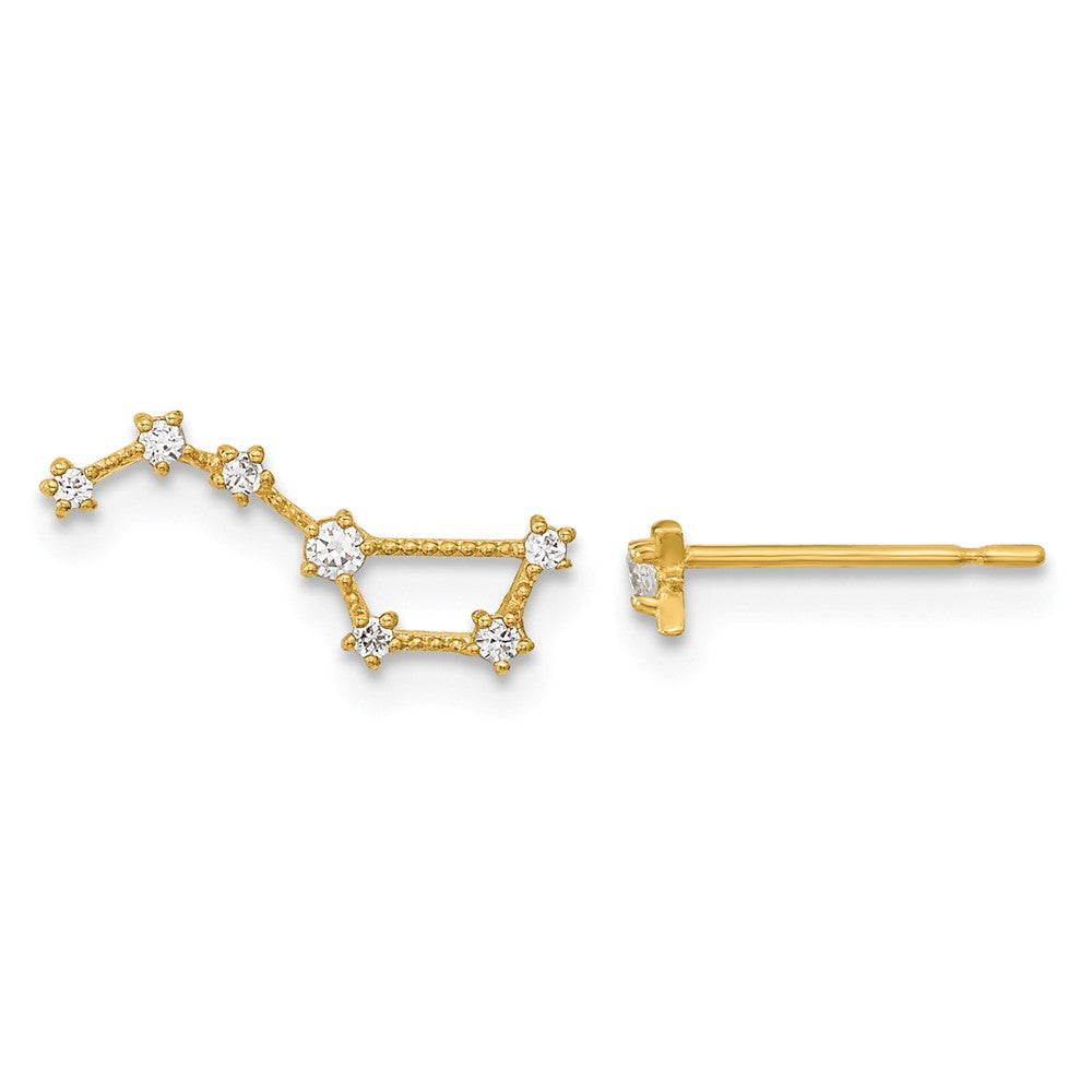14k Madi K Childrens CZ 1 Stud Star & 1 Little Dipper Post Earrings