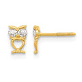 14k Madi K Owl w/CZ Eyes Screwback Post Earrings