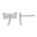 14k Madi K White Gold Polished CZ Dragonfly Post Earrings