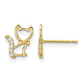 14k Madi K Childrens Kitten w/CZ Tail Post Earrings