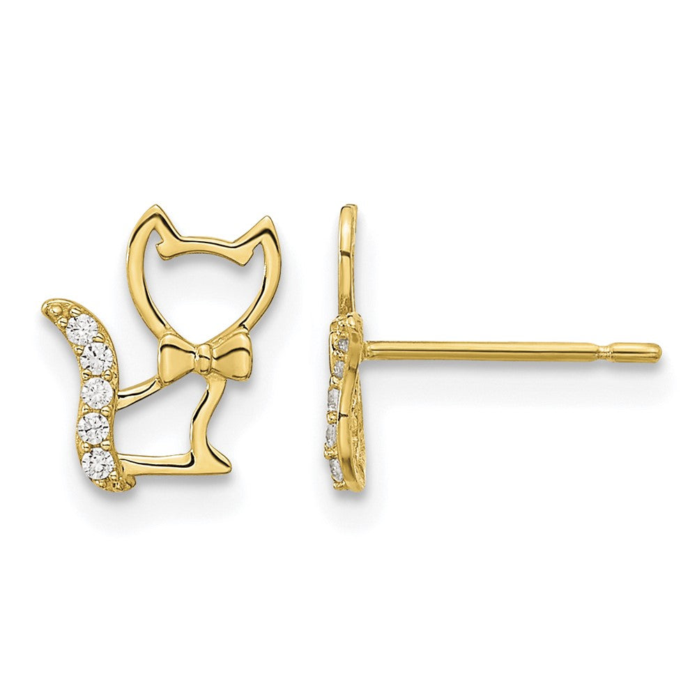 14k Madi K Childrens Kitten w/CZ Tail Post Earrings