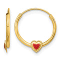 14k Madi K Polished Red Enameled Heart Hoops