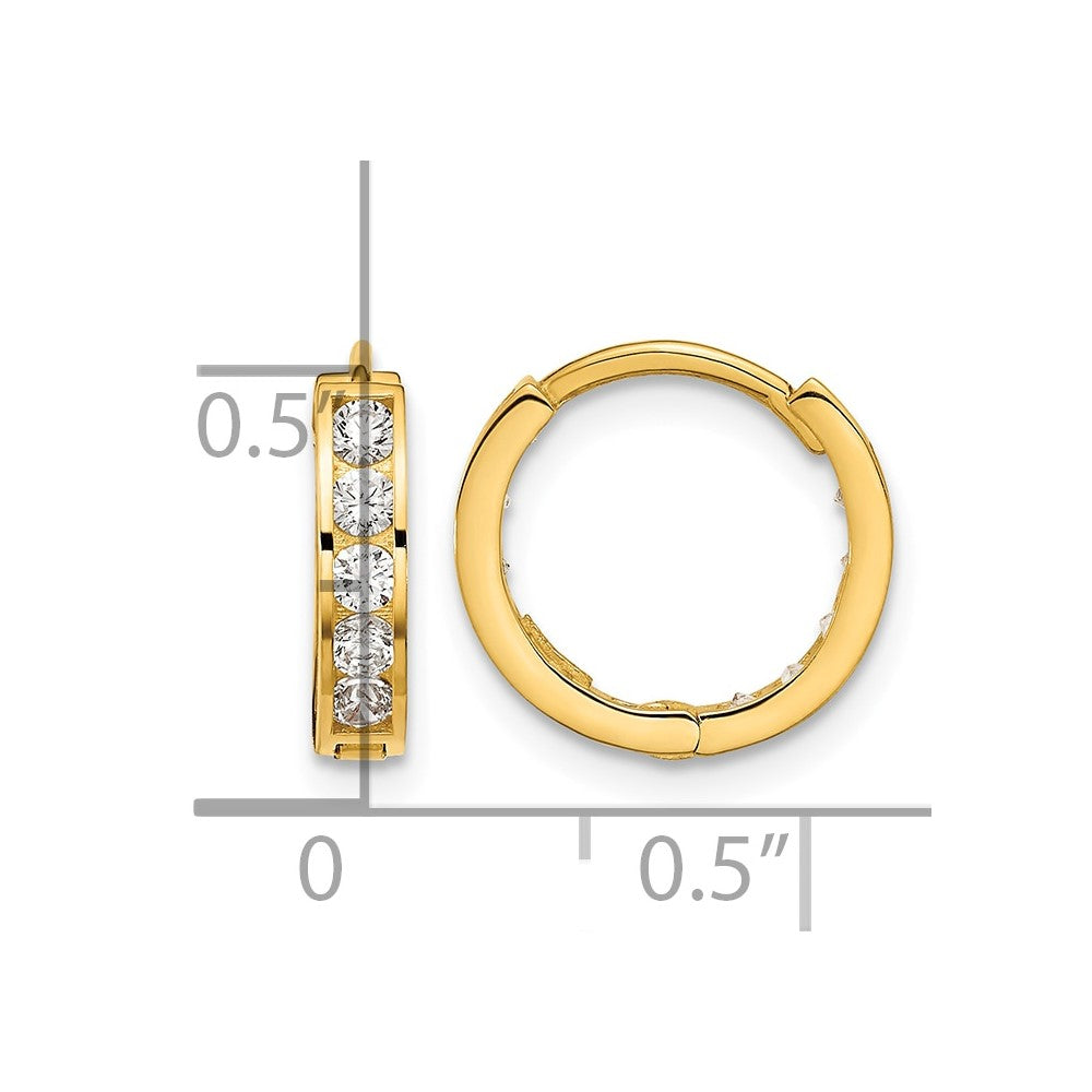14k Madi K Round/Square CZ Reversible Hinged Hoop Earrings