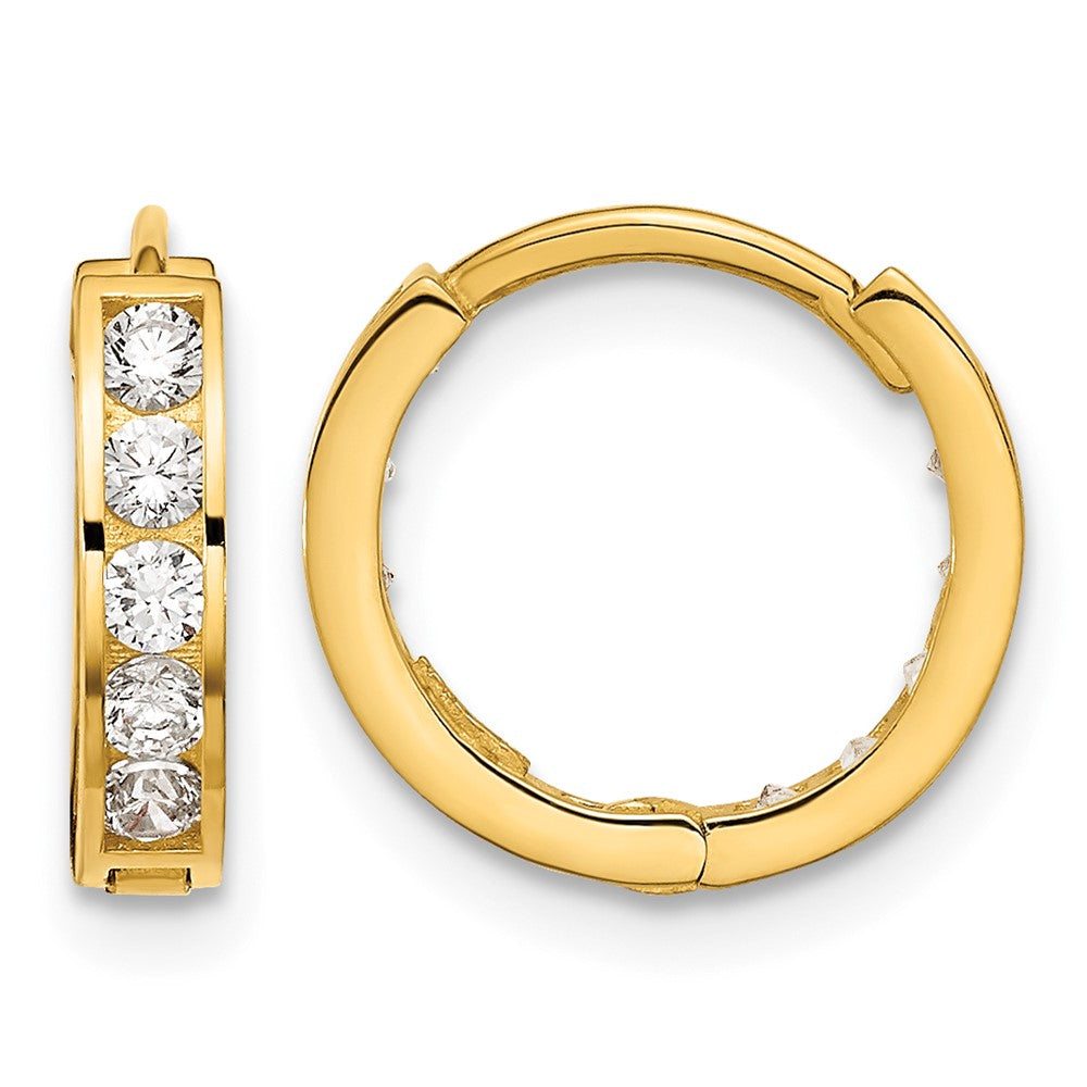 14k Madi K Round/Square CZ Reversible Hinged Hoop Earrings