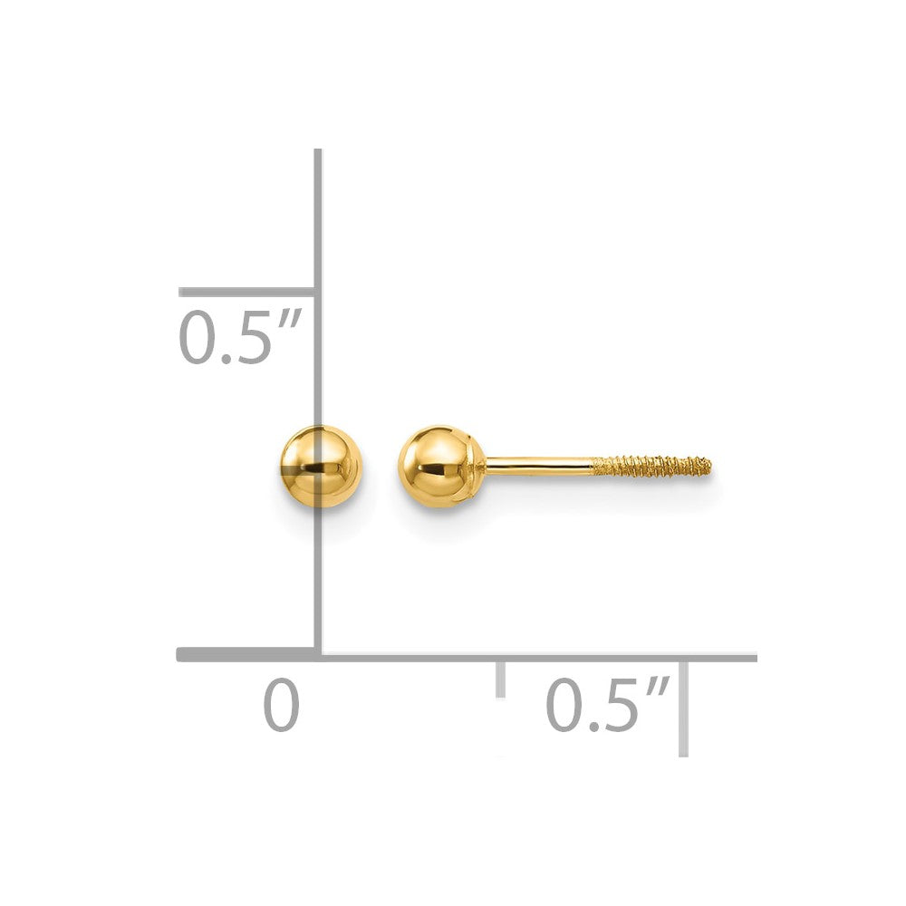14k Madi K Polished 3mm Ball Screwback Earrings