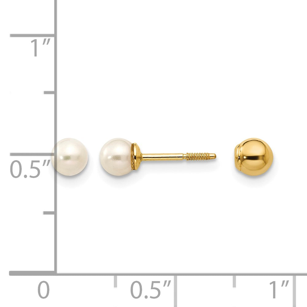 14k Madi K Reversible 3.75-4mm FW Cultured Pearl & Gold Bead Earrings