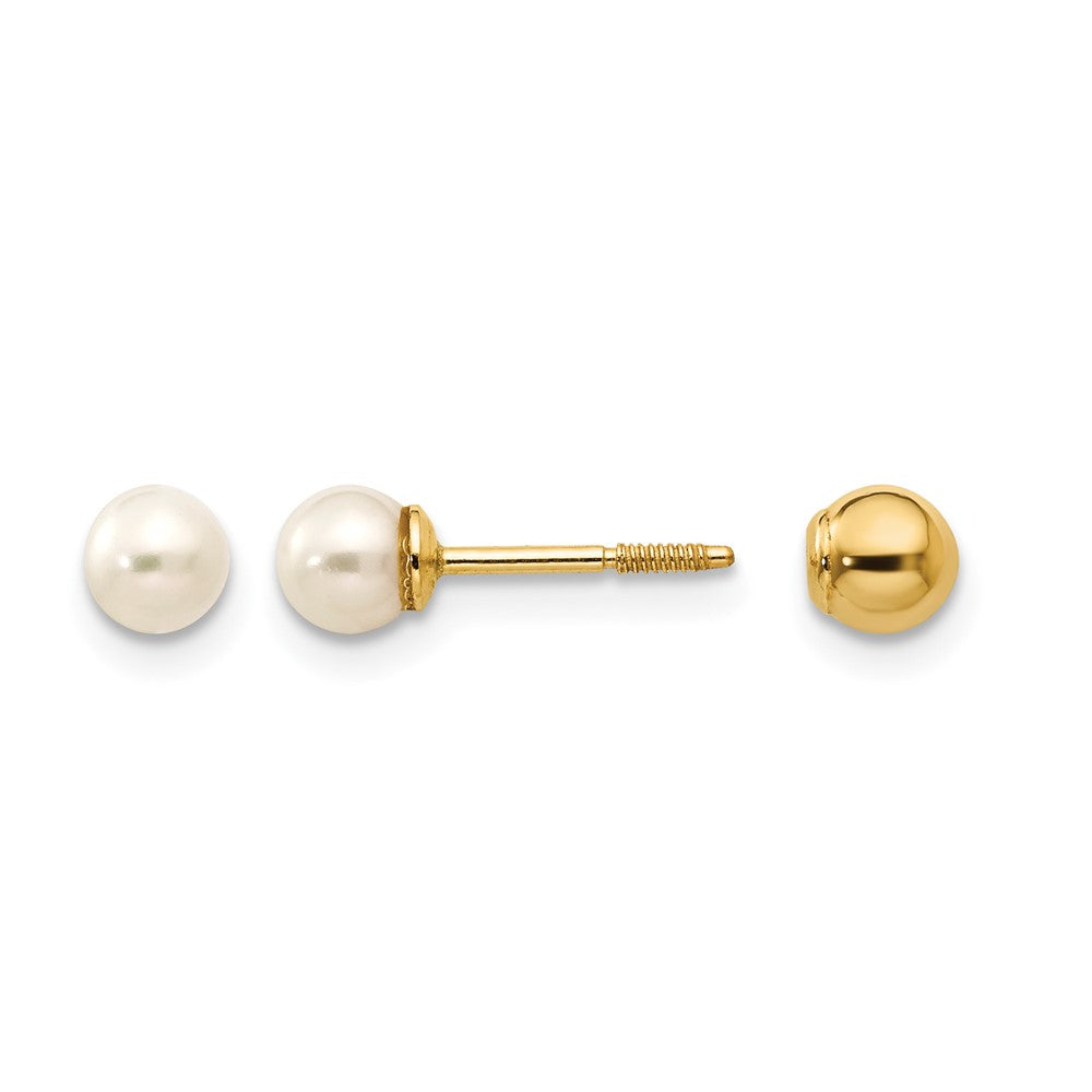 14k Madi K Reversible 3.75-4mm FW Cultured Pearl & Gold Bead Earrings