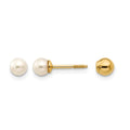 14k Madi K Reversible 3.75-4mm FW Cultured Pearl & Gold Bead Earrings