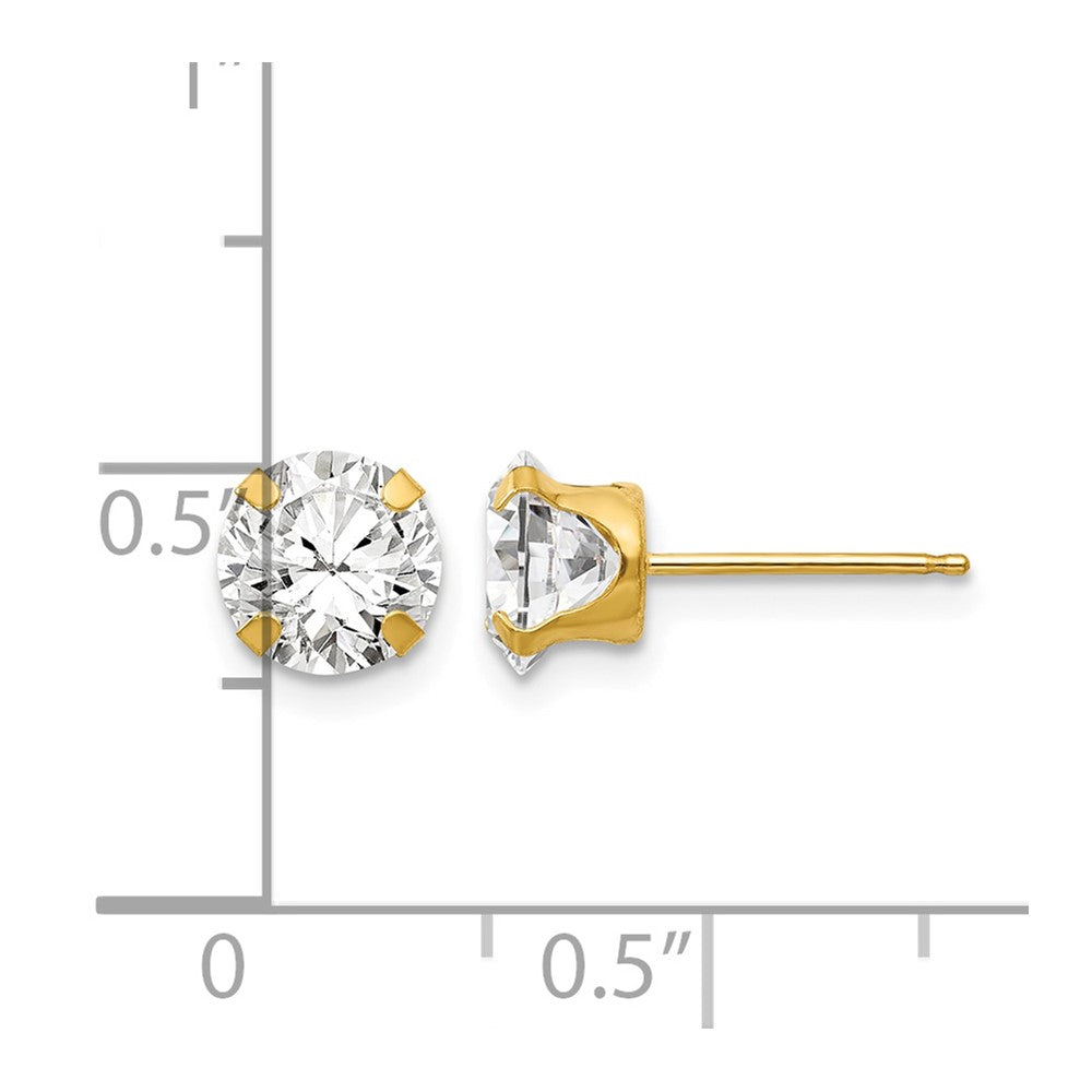 14k Madi K 6.5mm CZ Post Earrings