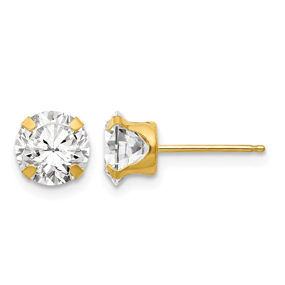 14k Madi K 6.5mm CZ Post Earrings