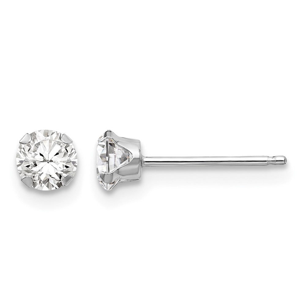 14k White Gold Madi K 4mm CZ Post Earrings