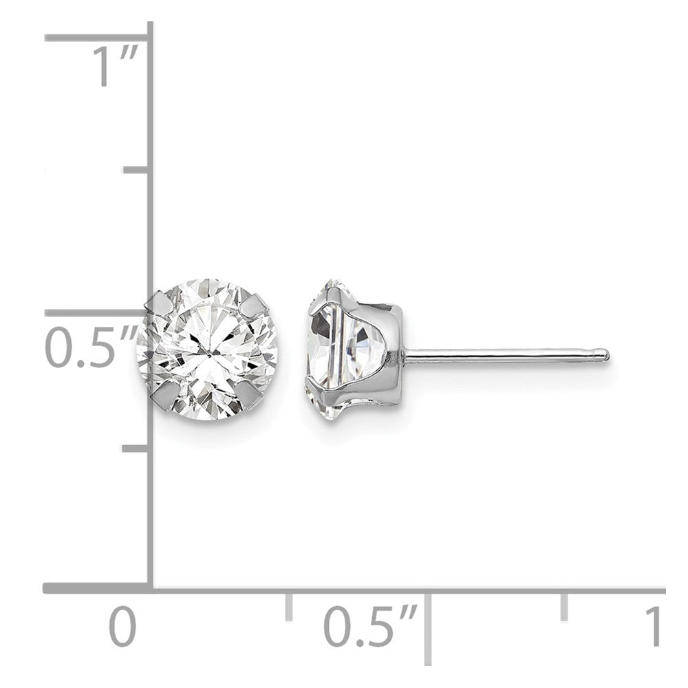 14k White Gold Madi K 6.5mm CZ Post Earrings