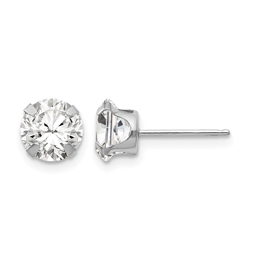 14k White Gold Madi K 6.5mm CZ Post Earrings