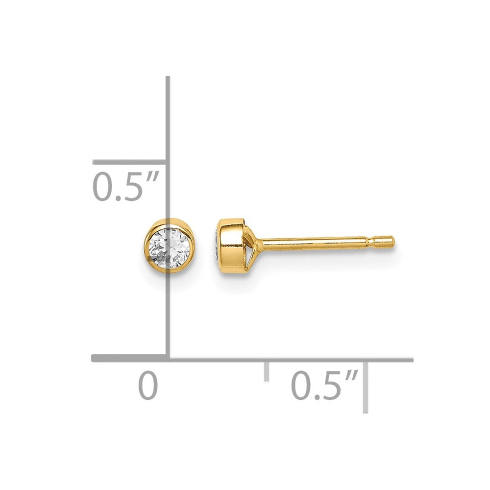 14k Madi K 3mm CZ Bezel Post Earrings