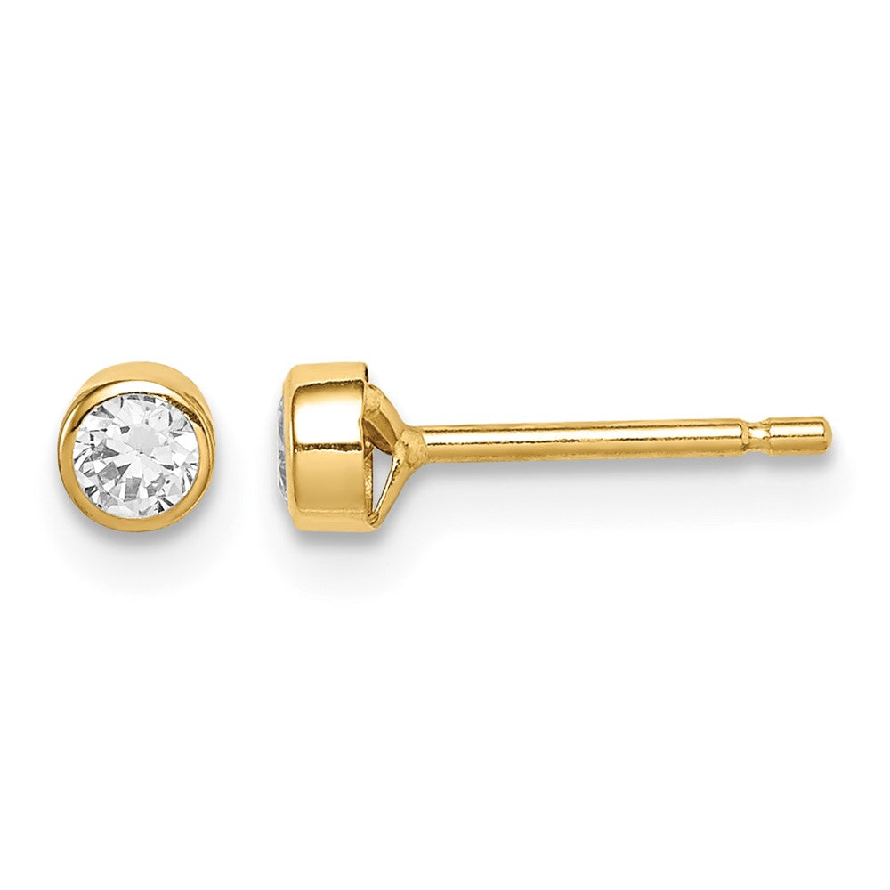 14k Madi K 3mm CZ Bezel Post Earrings