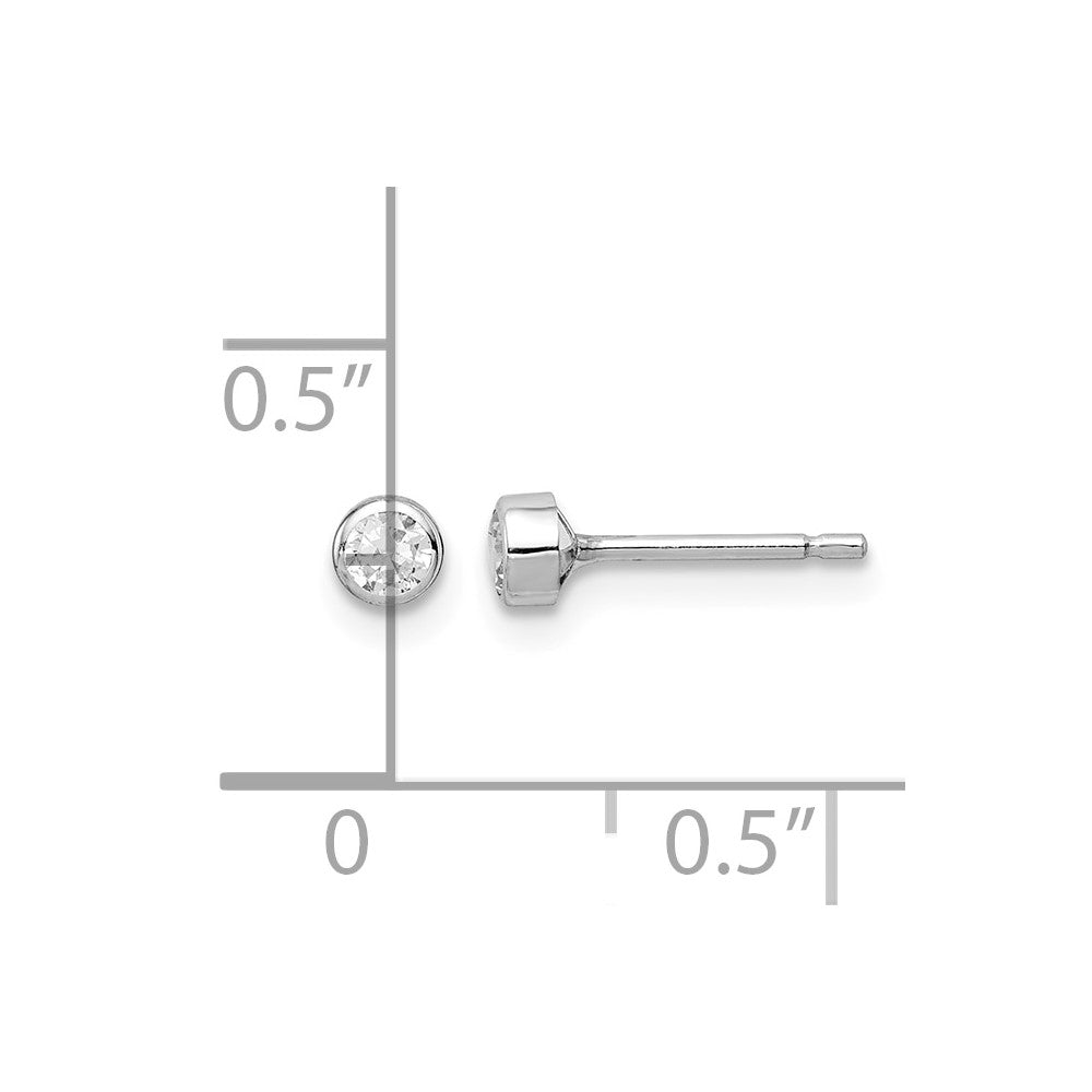14k Madi K White Gold 3mm CZ Bezel Post Earrings