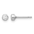 14k Madi K White Gold 3mm CZ Bezel Post Earrings