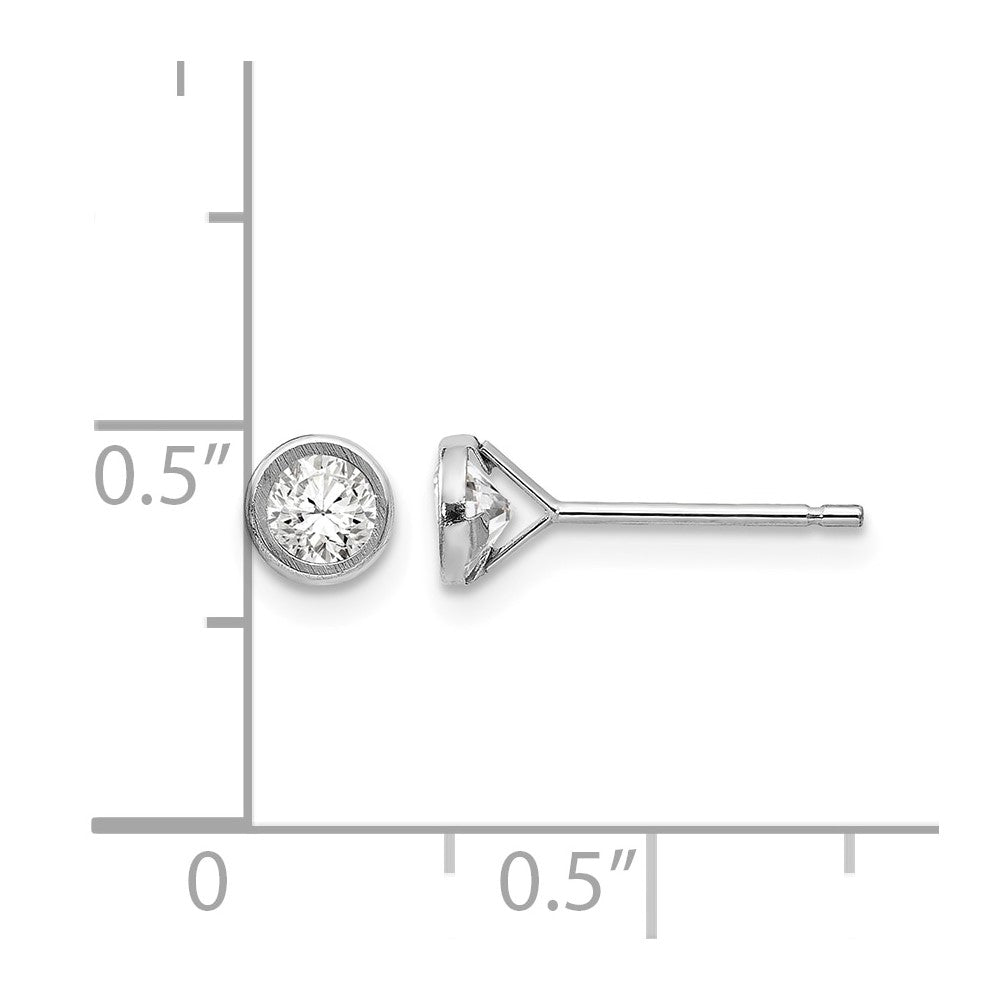 14k White Gold Madi K 4mm Bezel Set CZ Post Earrings