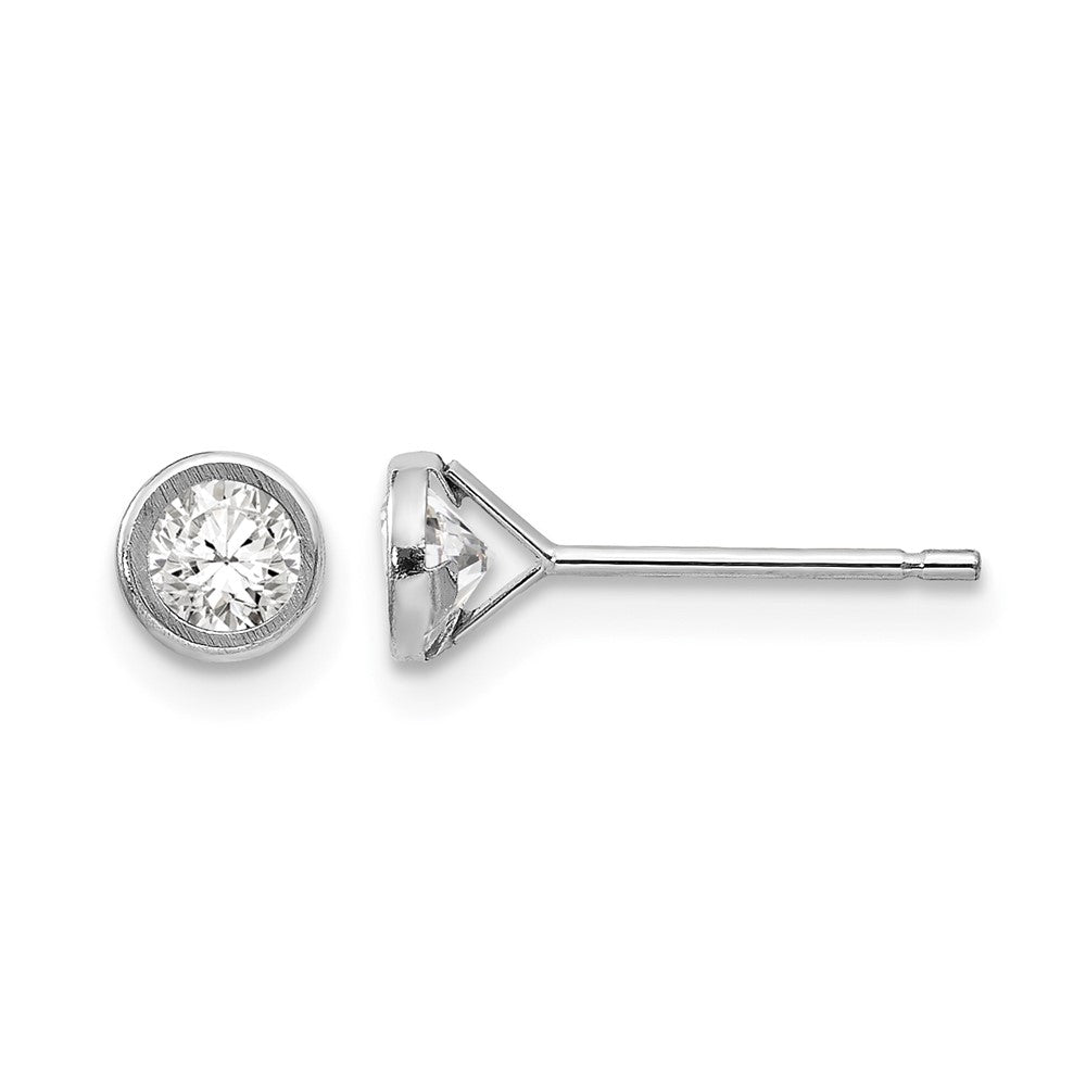 14k White Gold Madi K 4mm Bezel Set CZ Post Earrings