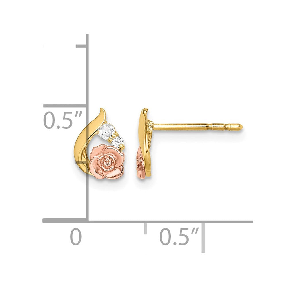 14k Madi K Two-Tone CZ Flower Post Earrings