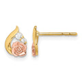 14k Madi K Two-Tone CZ Flower Post Earrings