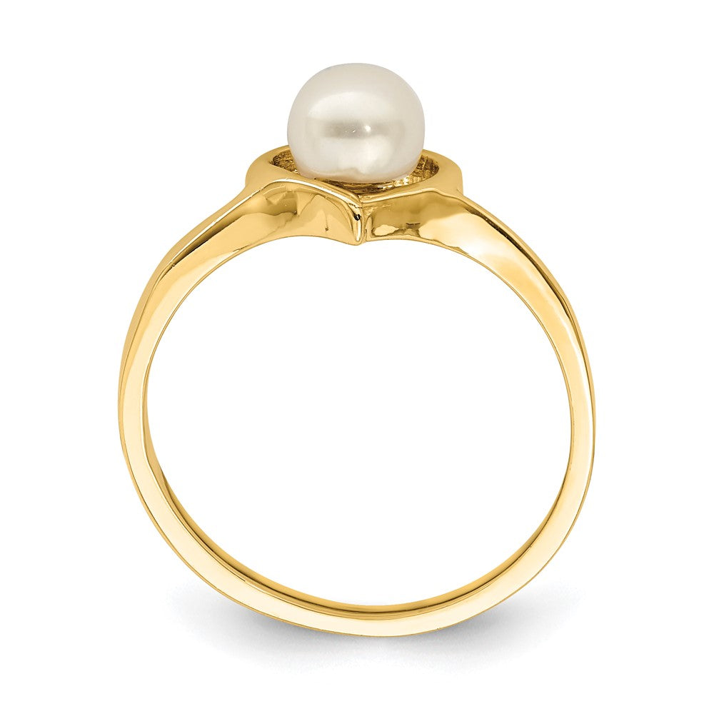 14K Madi K 4-5mm White Button Freshwater Cultured Pearl Heart Ring