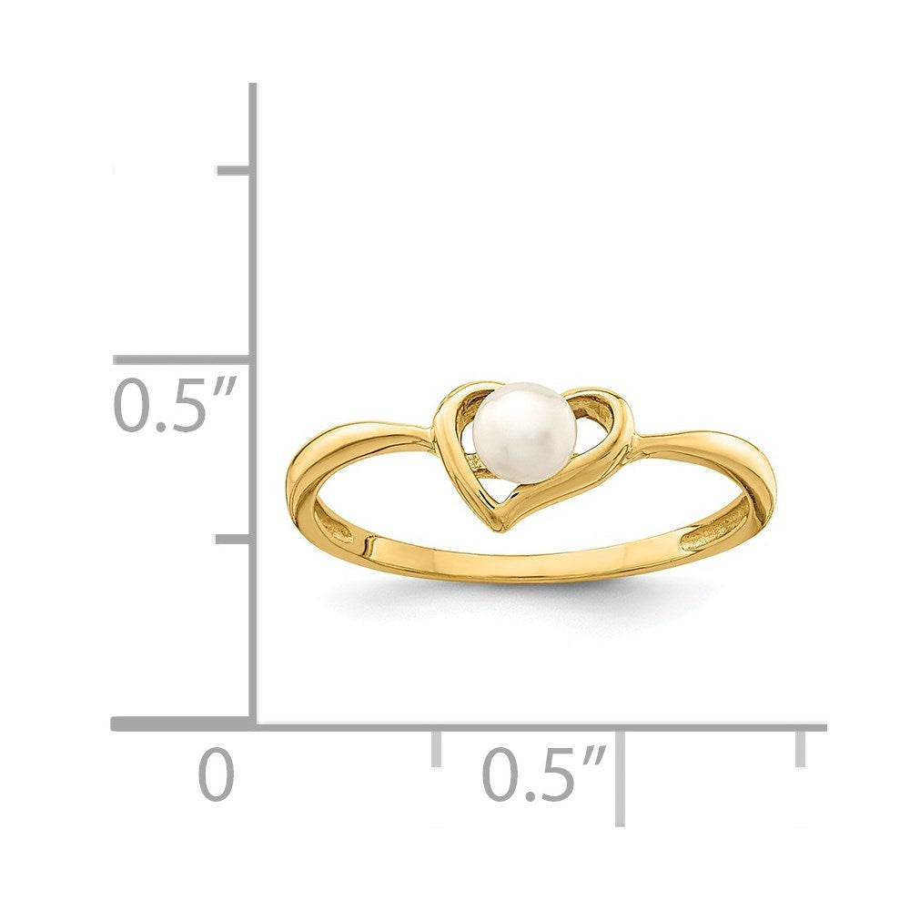 14K Madi K 3-4mm White Button Freshwater Cultured Pearl Heart Ring